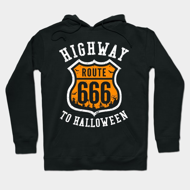 Route 666 Highway to Halloween Road Sign Hoodie by propellerhead